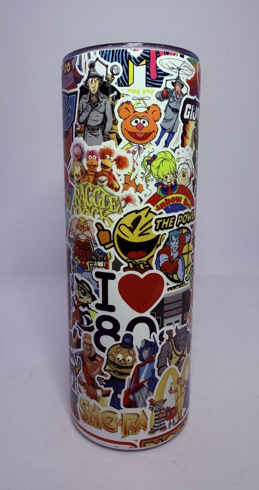 20 oz I Love the 80's  Stainless Steel Tumbler with Lid, Straw