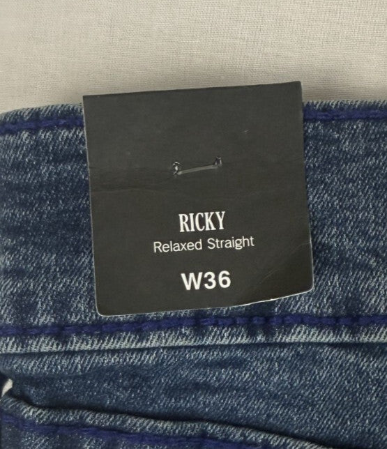 NEW - True Religion Mens Ricky Relaxed Straight Jeans Size 36 x 34