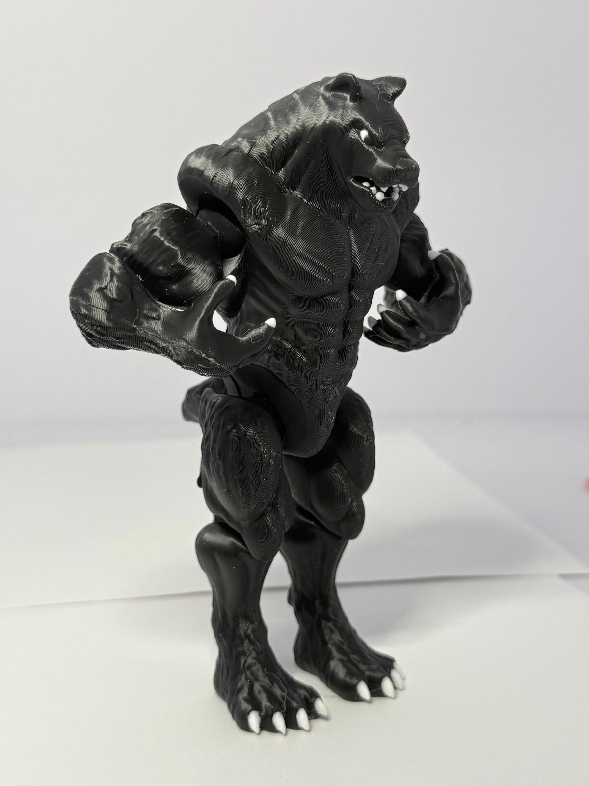 3D Printed Werewolf ~ PLA ~ Black ~ Movable Arms and Legs ~ 6 Inch