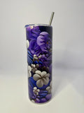 20 oz African Violets Stainless Steel Tumbler with Lid, Straw
