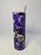 20 oz African Violets Stainless Steel Tumbler with Lid, Straw