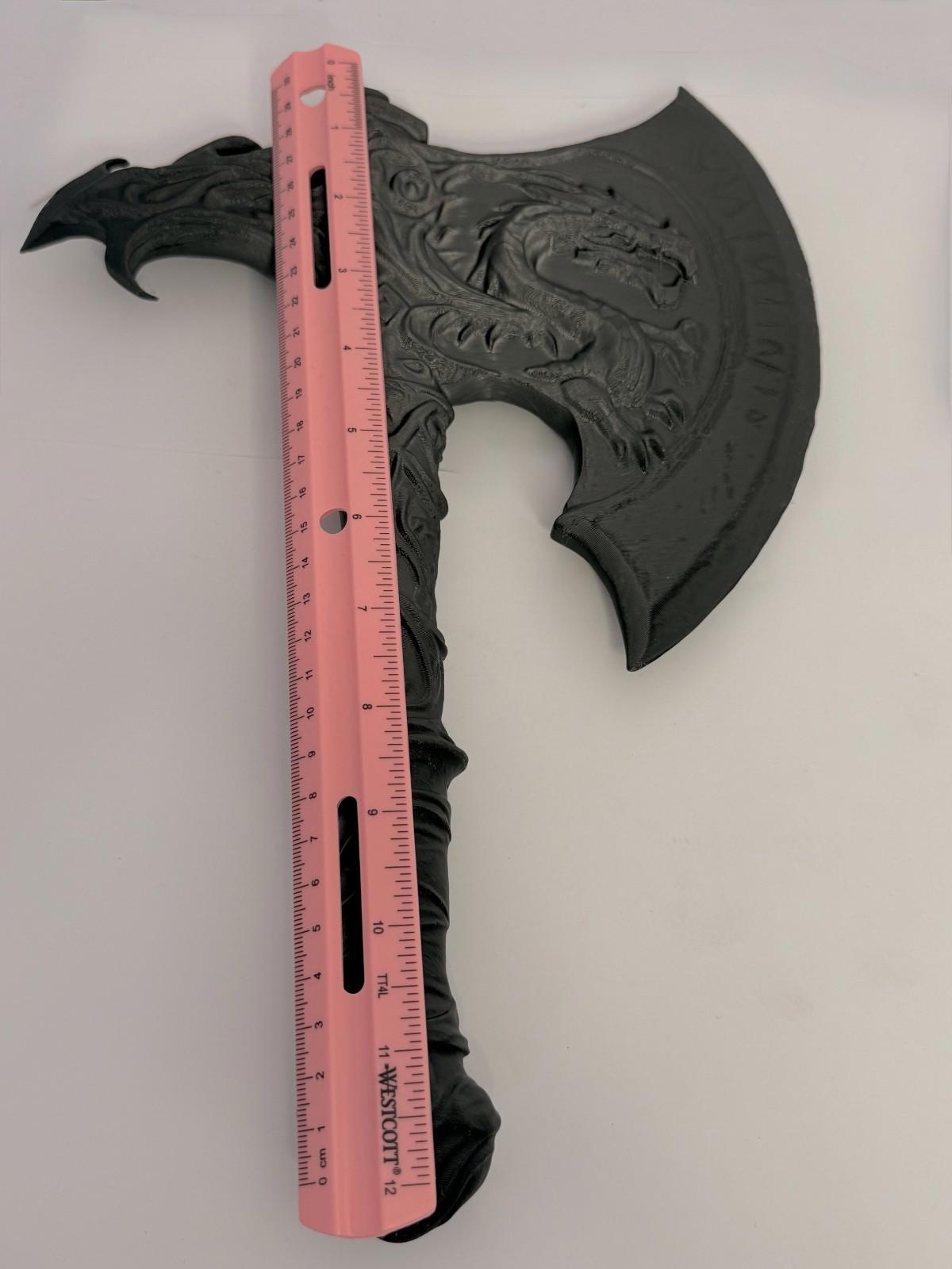 3D Printed Dragon Axe - Black - PLA