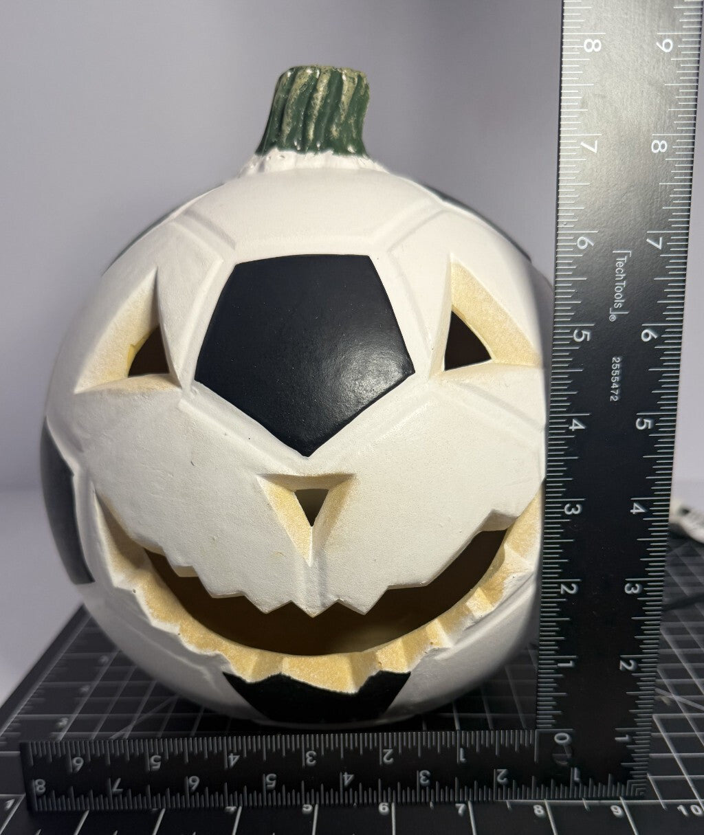Vintage Y2K Halloween Soccer Ball Pumpkin Jack O Lantern Light Decor - TESTED!