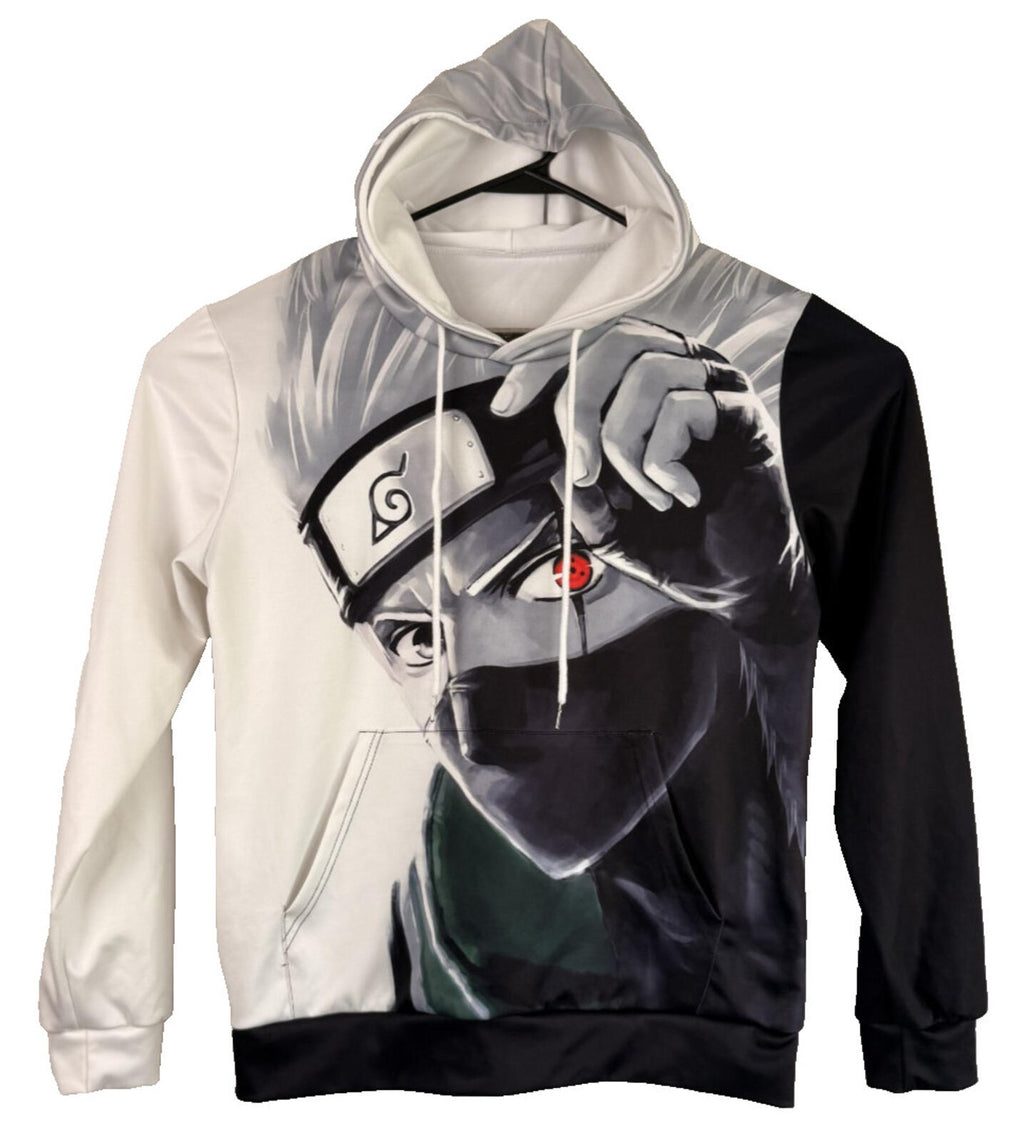 Kakashi Printed Pullover Hoodie Mens Size Medium Pocket Naruto