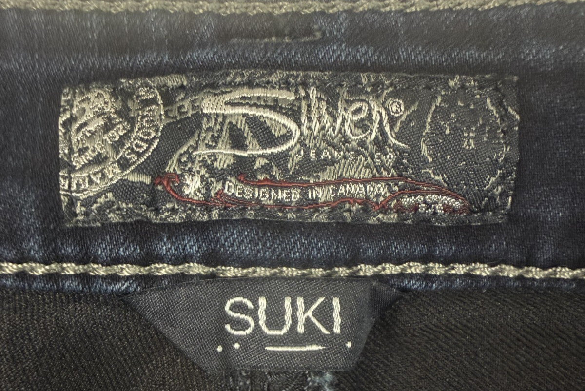 Silver Jeans Suki Mid Super Stretch Womens 34x31 Dark Wash Denim 9” Rise