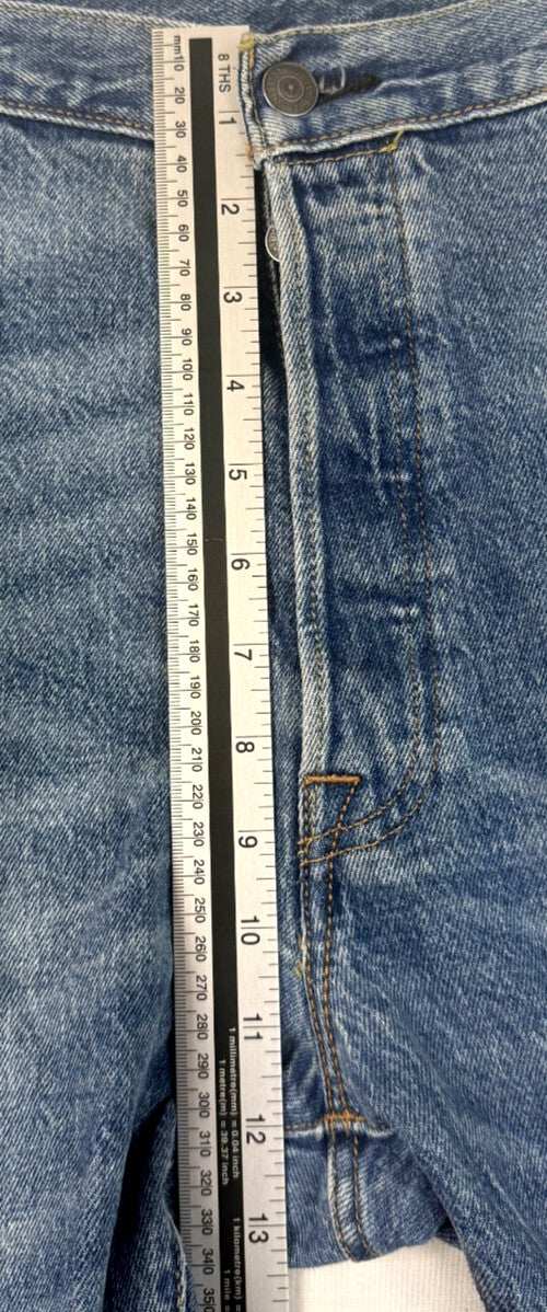 Levis 501 Jeans Mens 36x32 Blue Light Wash Button Fly Straight Leg Denim Faded