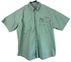 Columbia PFG 2XL XXL Solid Short Sleeve Button-Down Shirt Green Fishing Pockets