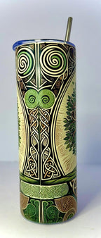 20 oz Tree of Life Stainless Steel Tumbler with Lid, Straw