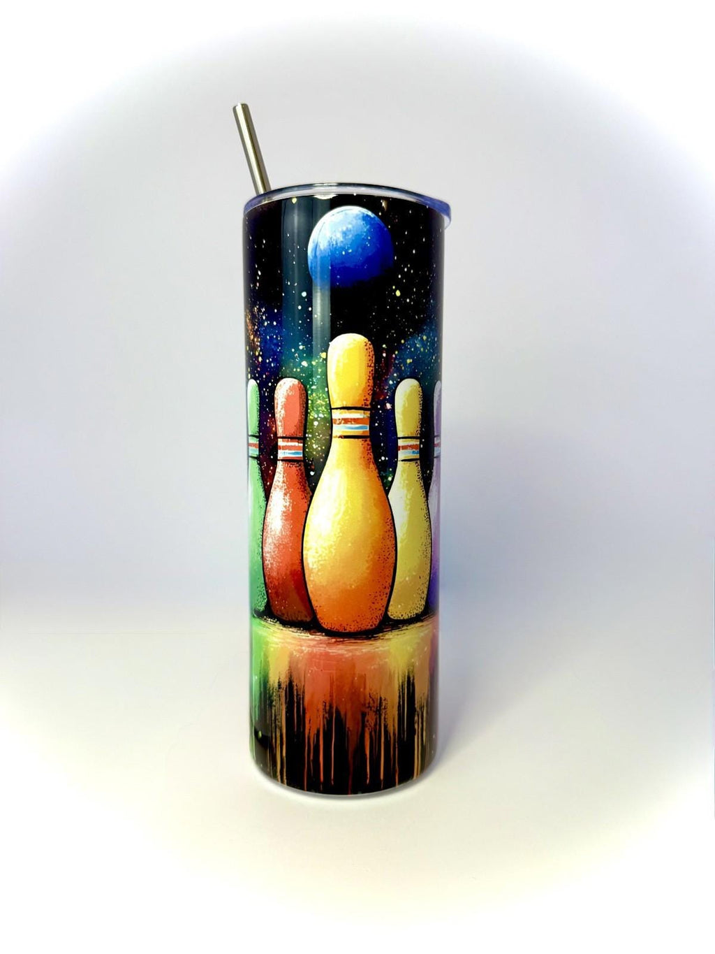 20 oz Space Bowling Stainless Steel Tumbler with Lid, Straw