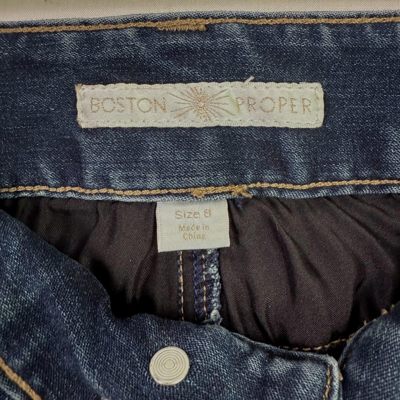 Boston Proper Jeans Womens Size 8 Blue Denim Mid Rise Straight Leg Stretch