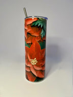 20 oz Poinsettia Stainless Steel Tumbler with Lid, Straw