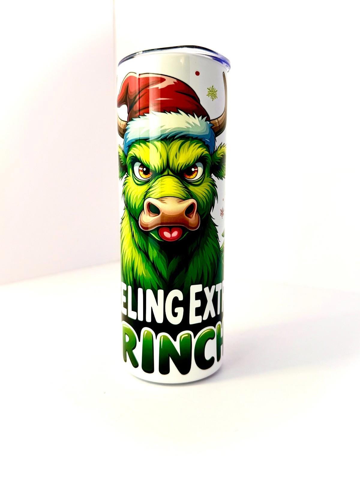 20 oz Feeling Extra Grinchy Stainless Steel Tumbler with Lid, Straw