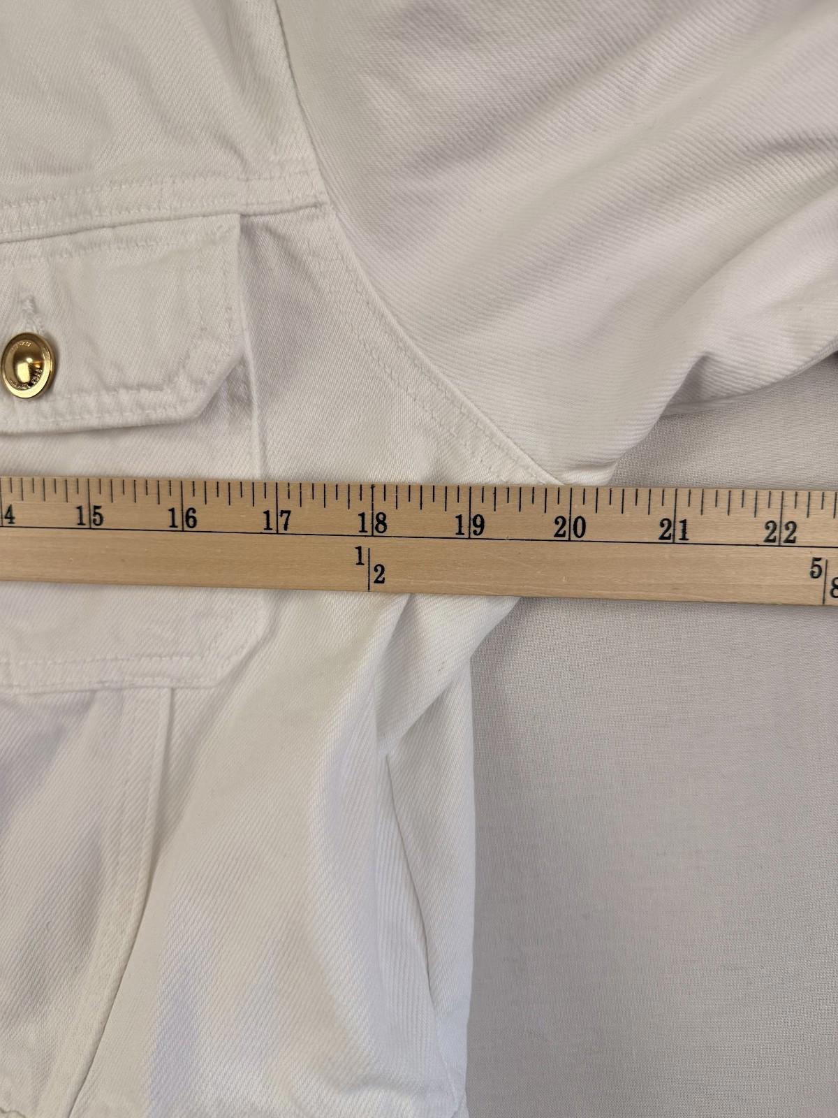 Michael Kors Jacket Womens Sz Large White Cropped Full Zip Denim