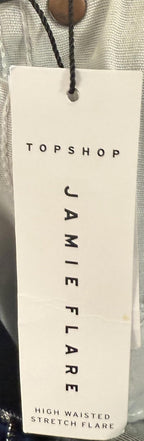 Topshop Jeans Size 12 Womens Jamie Flare Stretch Dark Wash Raw Hem