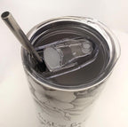 20 oz Let it Go Stainless Steel Tumbler with Lid, Straw -Flowers - Butterflies
