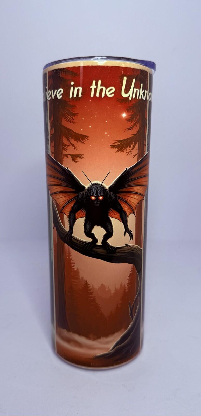 20 oz Believe in the Unknown Stainless Steel Tumbler with Lid, Straw Cryptid