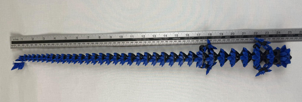 3D Printed Crystal Dragon -PLA- Black and Blue - 2 Ft Long - Articulated dragon