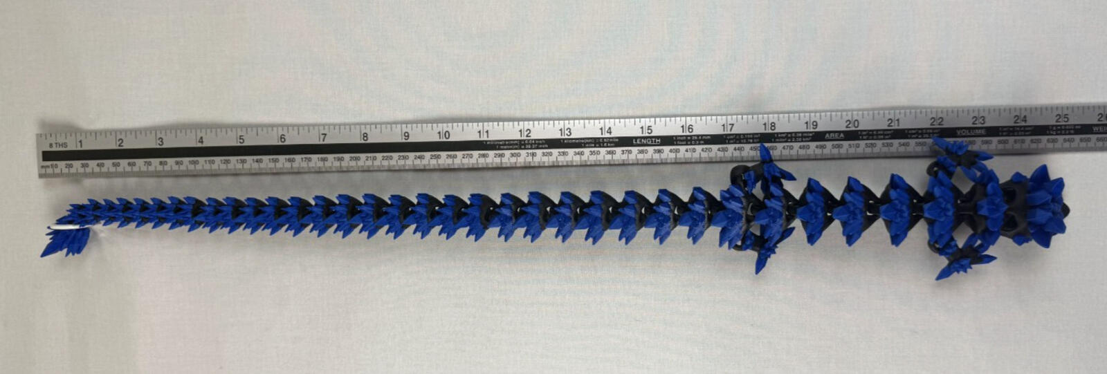 3D Printed Crystal Dragon -PLA- Black and Blue - 2 Ft Long - Articulated dragon