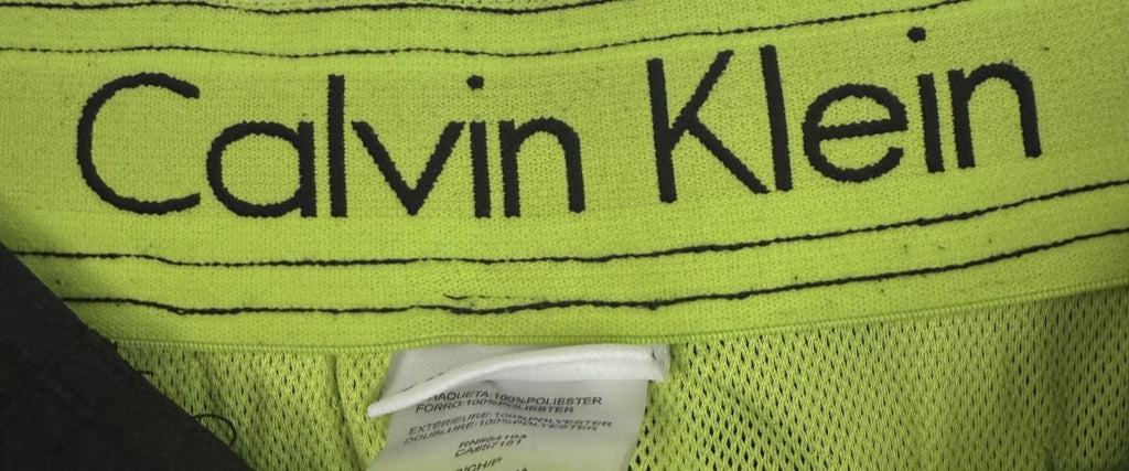 Calvin Klein Mens Shorts Size S Black Cargo Swim Trunks Board Green Mesh