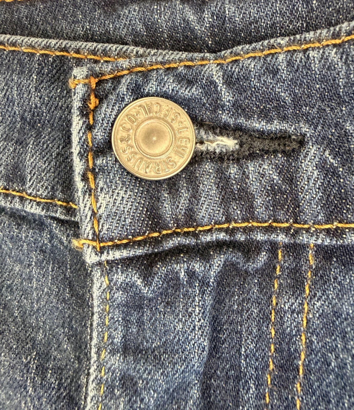 Levis 505 Mens Jeans Sz 38x30 Straight Stretch Denim Blue Whiskered