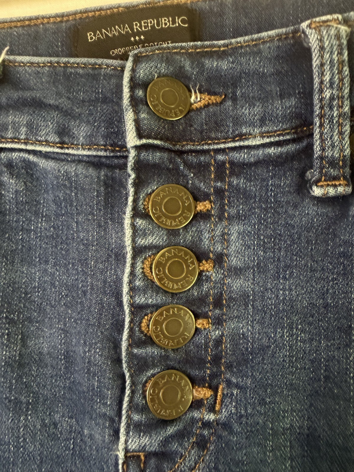 Banana Republic Womens Cropped Bootcut Jeans High Rise Button Fly Blue Size 25/0