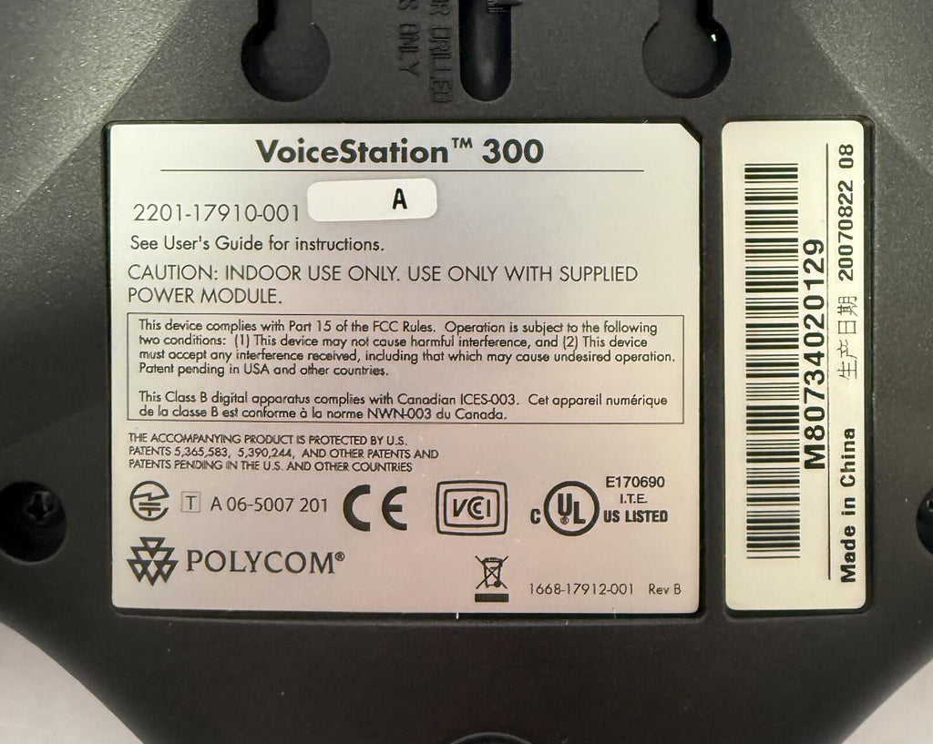 Polycom VS300 Voice Station 300 2200-17910-001 Audio Conference Phone