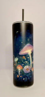 20 oz Fairy Mushrooms Glow in the Dark Stainless Steel Tumbler with Lid, Straw