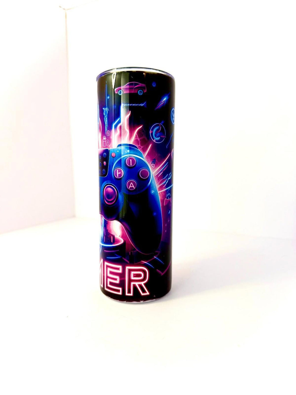 20 oz Neon Gamer Stainless Steel Tumbler with Lid, Straw