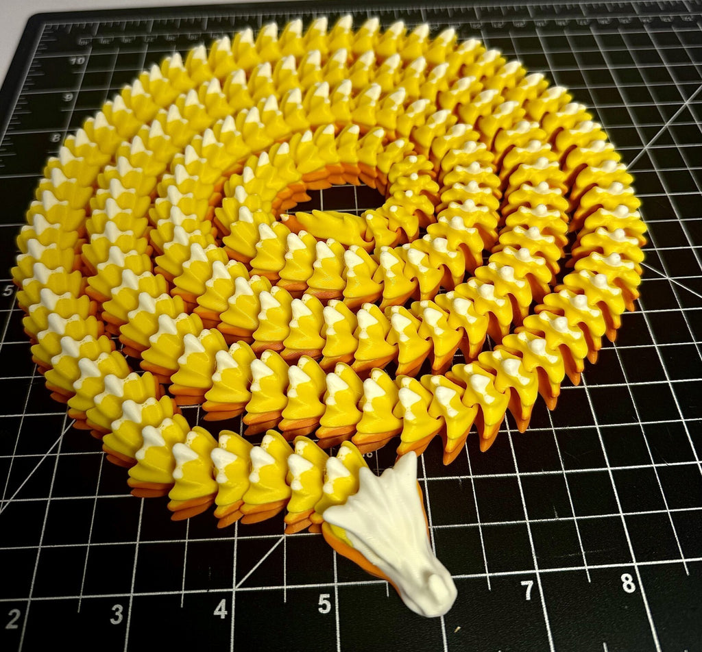 3D Printed LONG Dragon/Snake - PLA - Candy Corn - 5 Feet 4 Inches