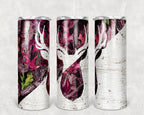 20 oz Pink Camo Deer Stainless Steel Tumbler with Lid, Straw