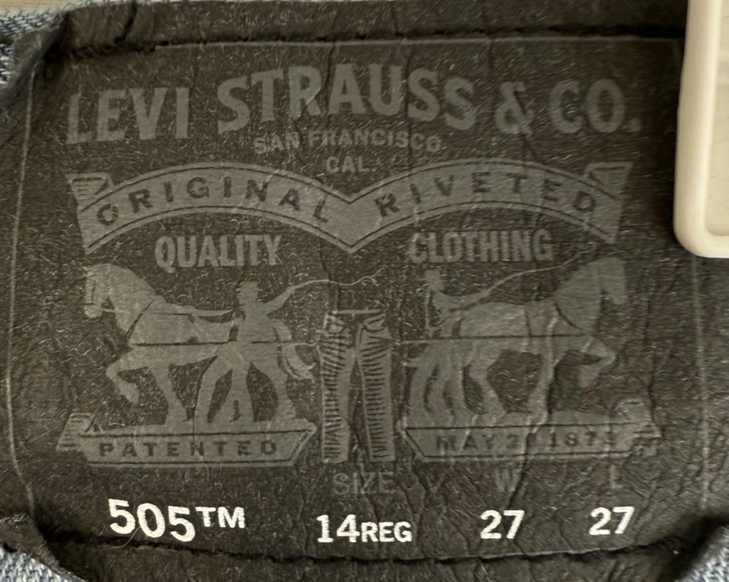 Levi’s 505 Jeans Youth 14 Regular 27x27 Blue Denim Straight Leg Zip Fly Classic