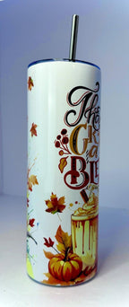 20 oz Thankful, Greatful, Blessed Stainless Steel Tumbler with Lid, Straw Fall