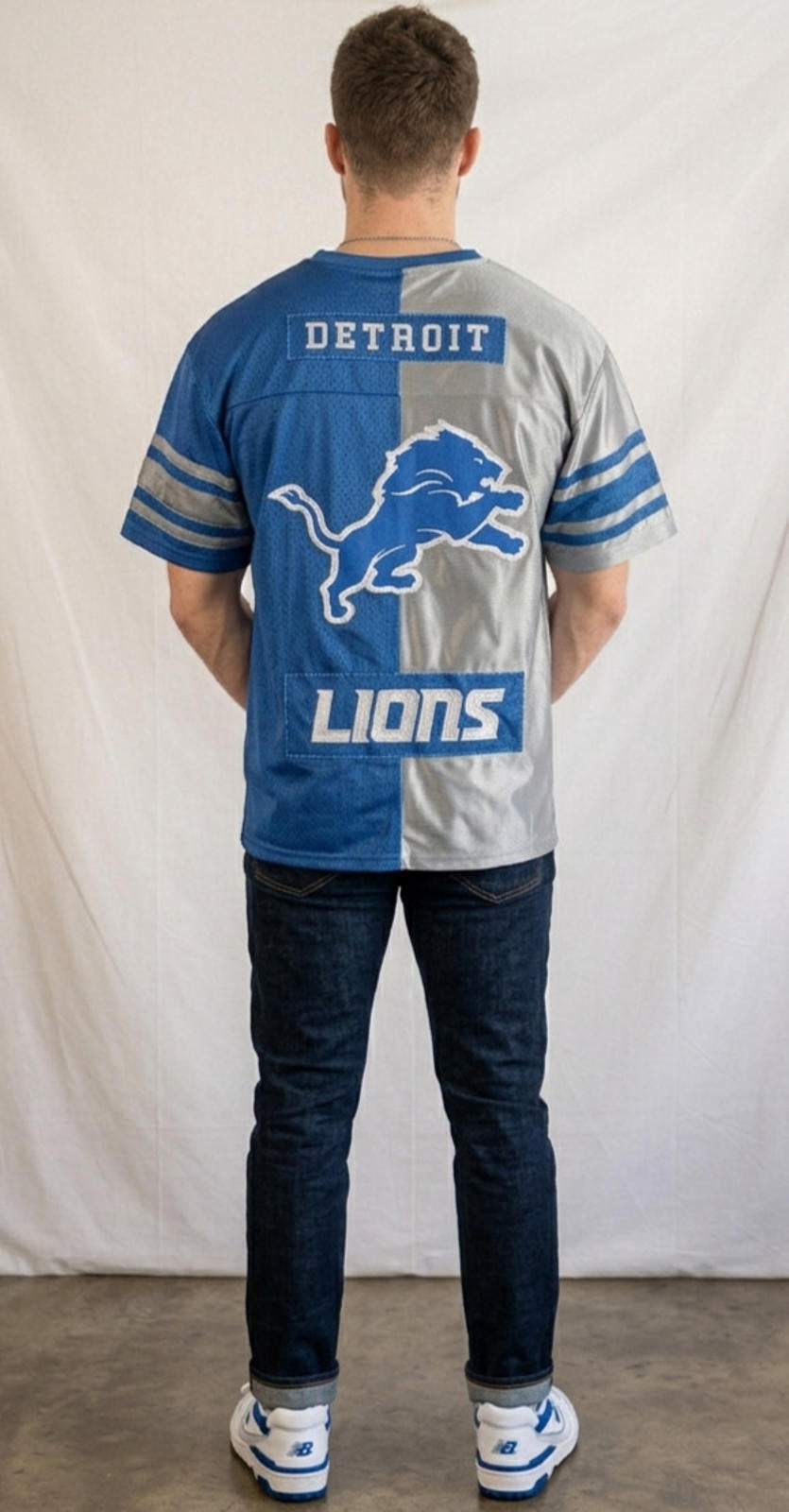 Detroit Lions Half practice/Half on-field Jersey Mens Sz M - NFL