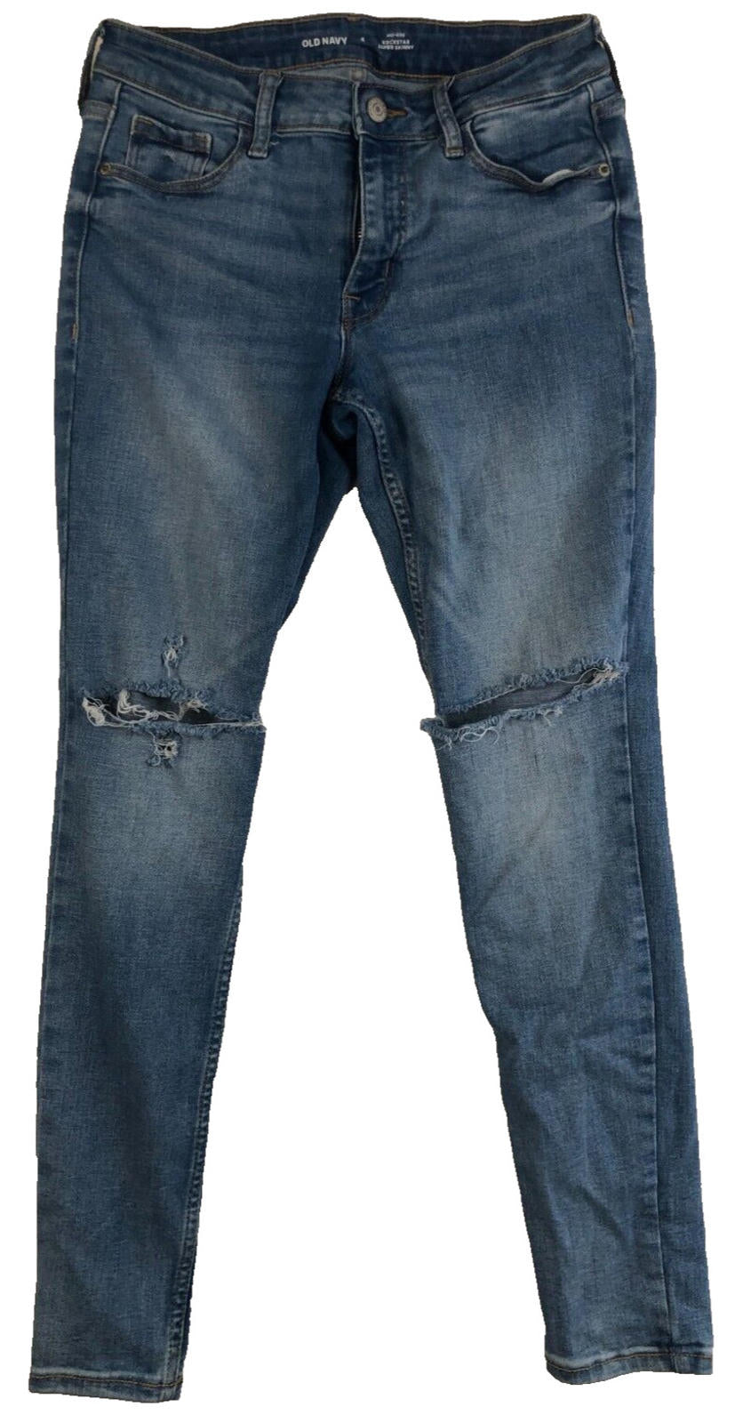 Womens Old Navy Rockstar Super Skinny Mid-Rise Distressed Denim Jeans Size 4