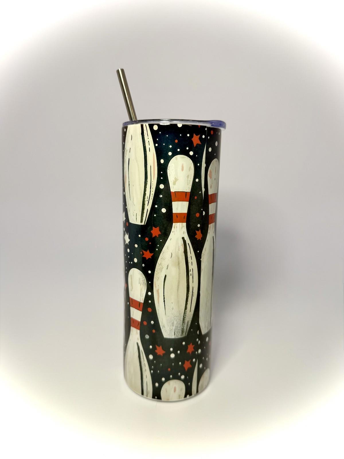 20 oz Vintage Bowling Stainless Steel Tumbler with Lid, Straw