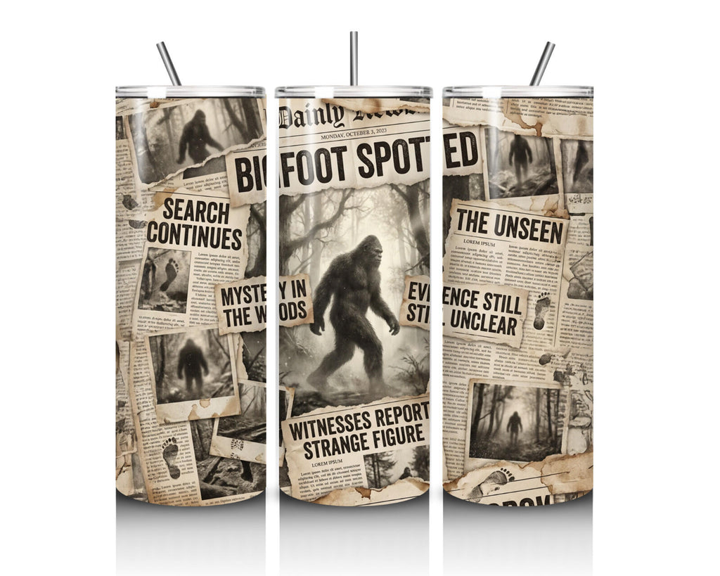 20 oz Bigfoot Spotted Stainless Steel Tumbler with Lid, Straw - Cryptid