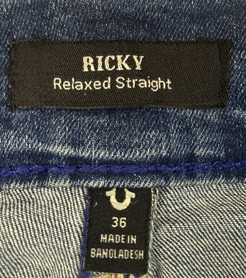 NEW - True Religion Mens Ricky Relaxed Straight Jeans Size 36 x 34