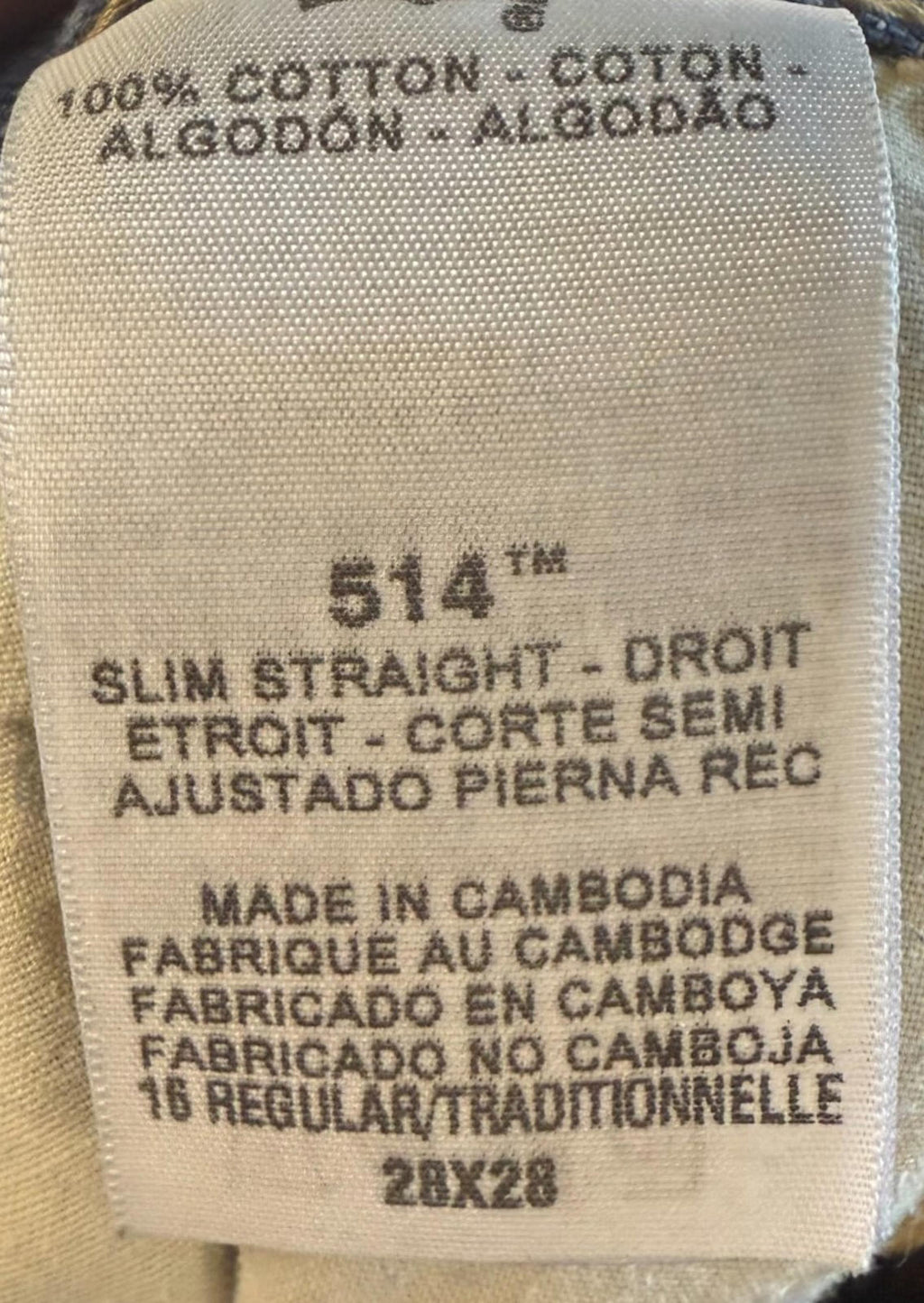 Levi's 514 Youth Boys Jeans Size 16 Reg 28x28 Dark Slim Straight Stretch Blue