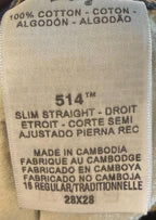 Levi's 514 Youth Boys Jeans Size 16 Reg 28x28 Dark Slim Straight Stretch Blue