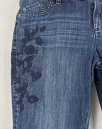 ELLE Jeans Womens 14 Embroidered Floral Skinny Stretch Denim No Front Pockets