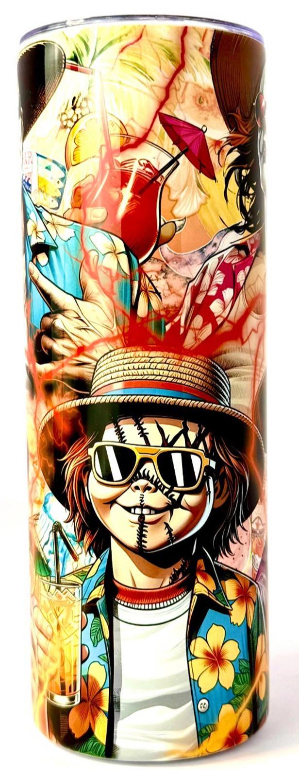 20 oz Horror Summer Stainless Steel Tumbler with Lid, Straw
