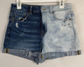 American Eagle Womens Shorts Sz 8 Blue Distressed Cuffed Mom Stretch 2 Tone