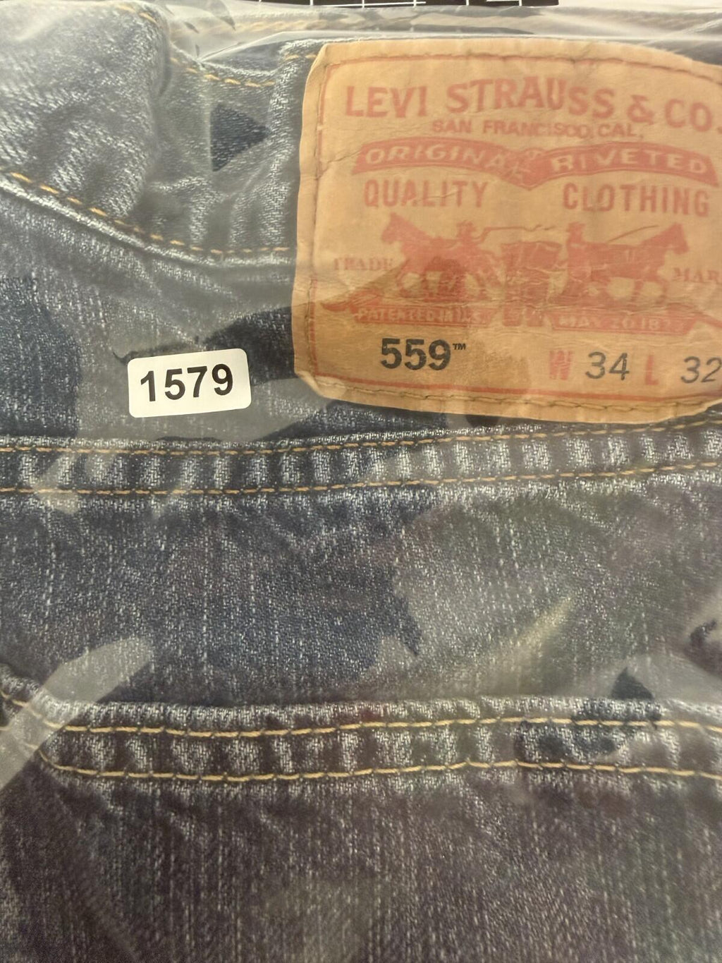 Levi's 559 jeans men's 34 x 32 relaxed fit straight blue denim Pants retro