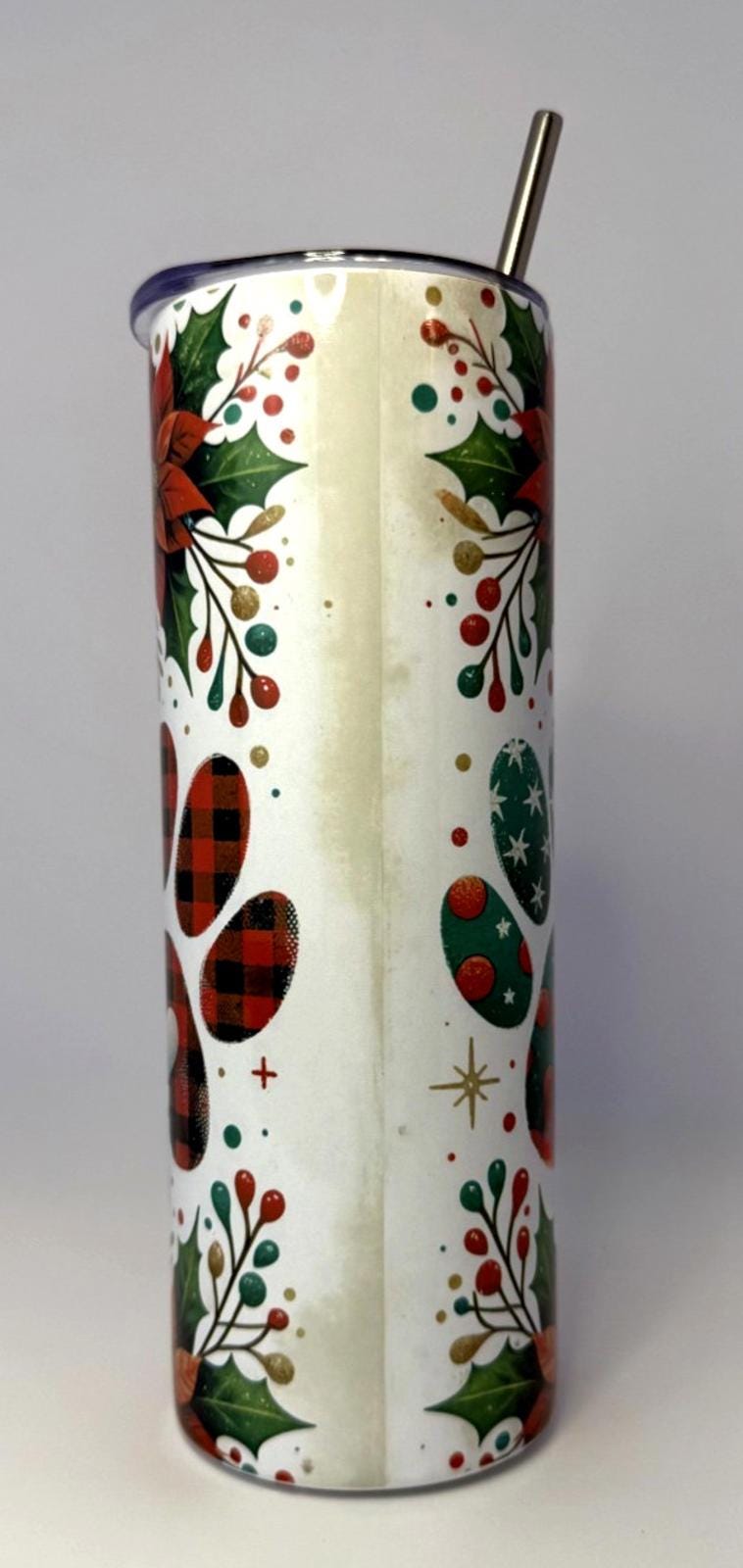 20 oz Christmas Dog Mom Stainless Steel Tumbler with Lid, Straw