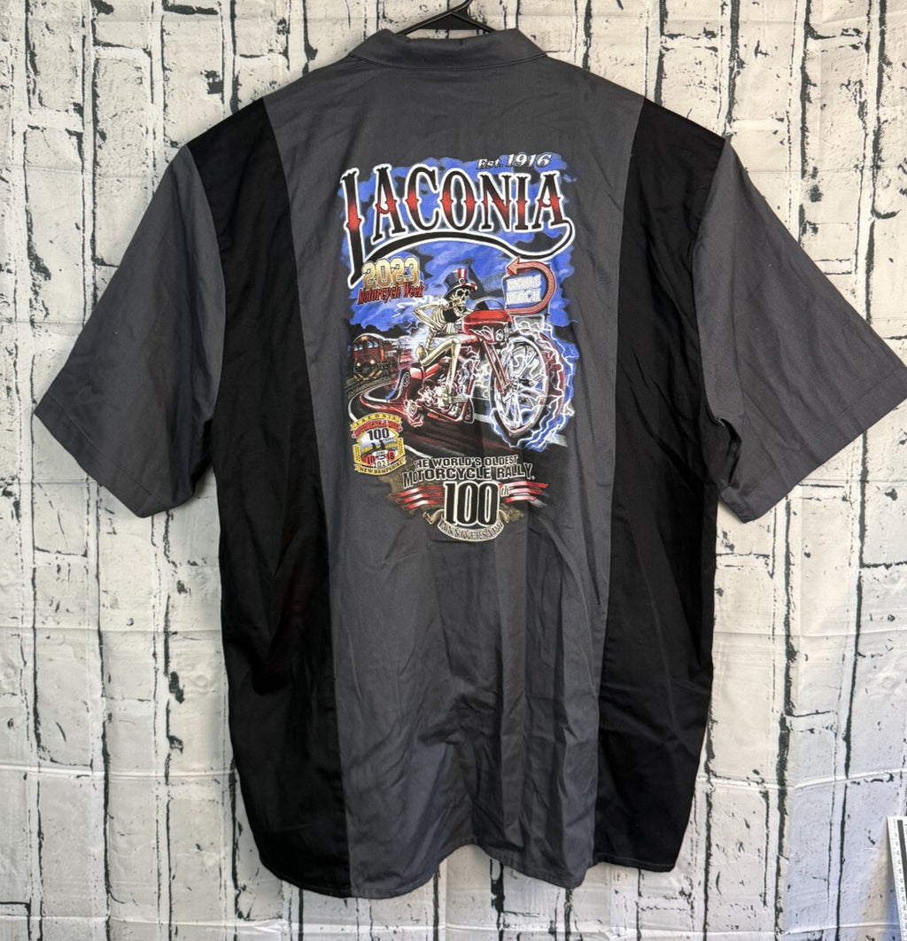 Vance Biker Wear 100th Laconia BikeWeek Button Down Shirt Men 5xl Mechanic Style