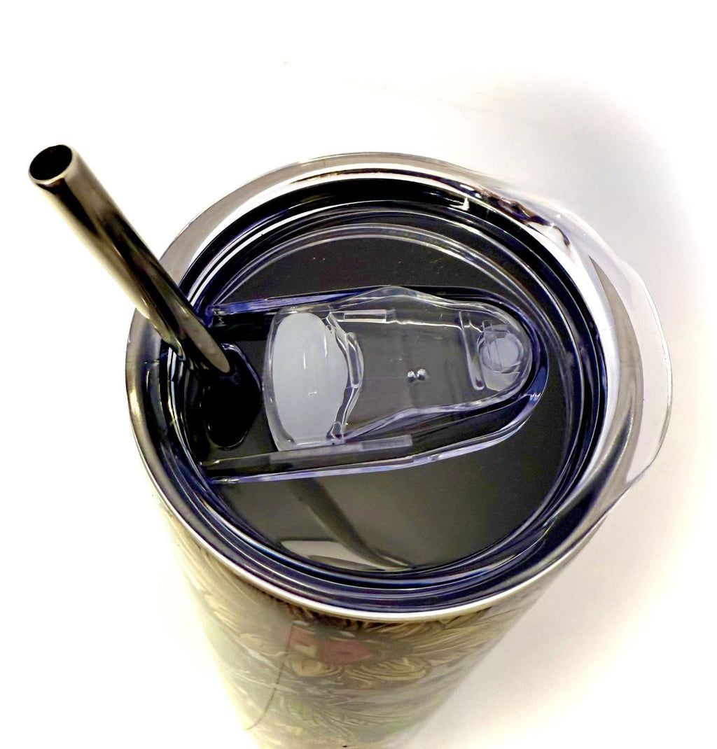 20 oz Sunflower, DragonFly, and LadyBugs Stainless Steel Tumbler with Lid, Straw