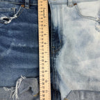 American Eagle Womens Shorts Sz 8 Blue Distressed Cuffed Mom Stretch 2 Tone