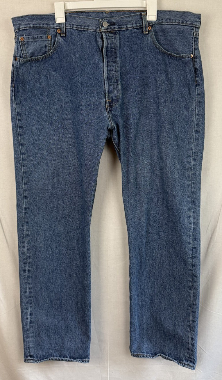 Levis 501 Jeans Mens 42x30 Blue Denim Button Fly Straight Leg