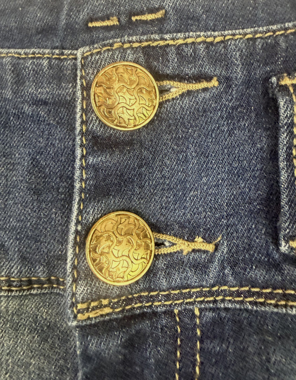 Big John Premium Womens Jeans Sz 12 Light Distress Stretch Gold Accents