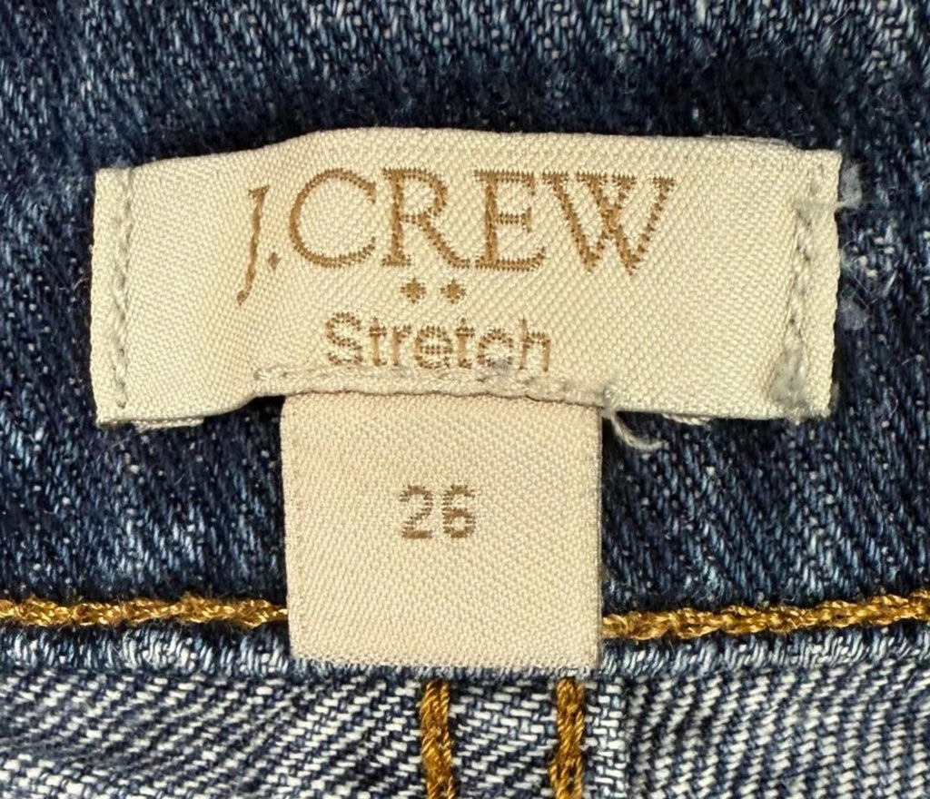 J. Crew Womens Size 26 Skinny Blue Jeans Cotton Blend Stretch Distressed